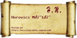 Horovicz Máté névjegykártya